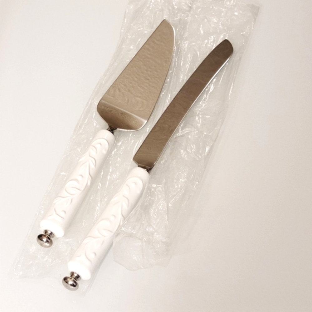 NWOT LENOX WEDDING Stainless Steel Cake Cutting & Serving Set
